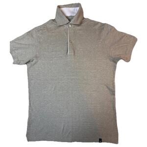 Boggi Milano Cotton Linen Mens Polo Small Golf Tennis Pickleball Beige